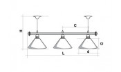 Лампа STARTBILLIARDS 3 пл. (плафоны медь,штанга медь,фурнитура золото)
